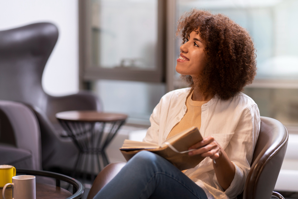 Woman reviewing information related to how to start a rehab center