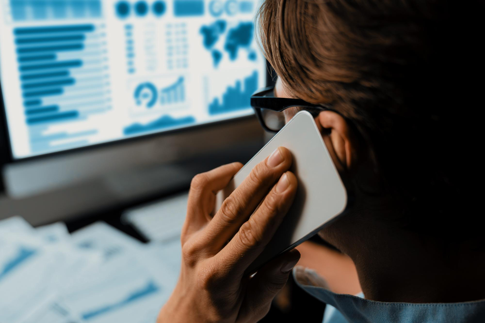 Businessman calling with smartphone for call tracking for healthcare providers