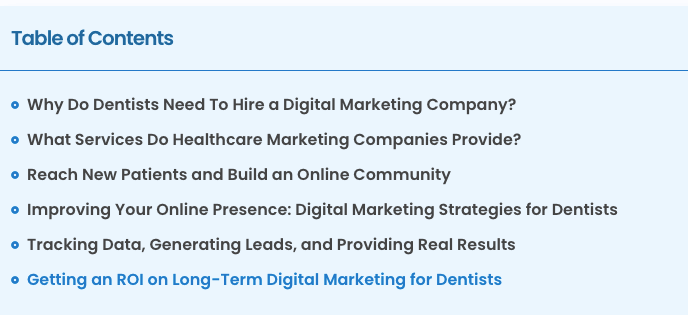Healthcare Content Marketing example.