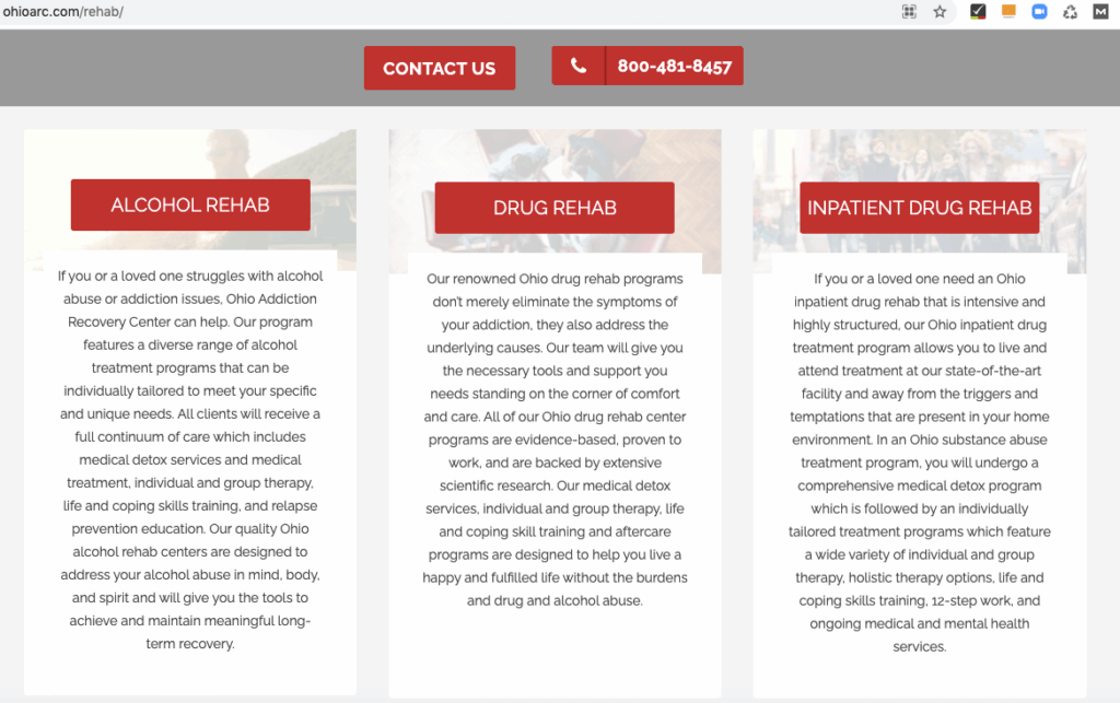 Healthcare Content Marketing treatment example.