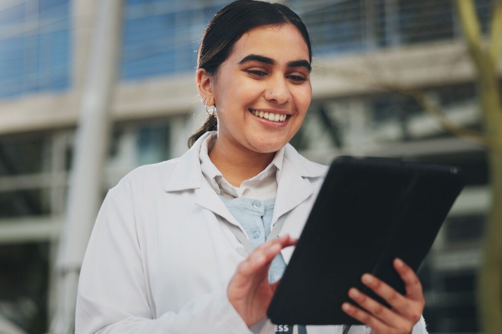 Professional reviewing eating disorder treatment marketing results.