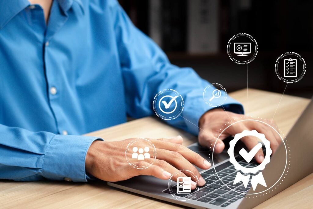 Professional managing online reputation as part of Methadone clinic marketing.