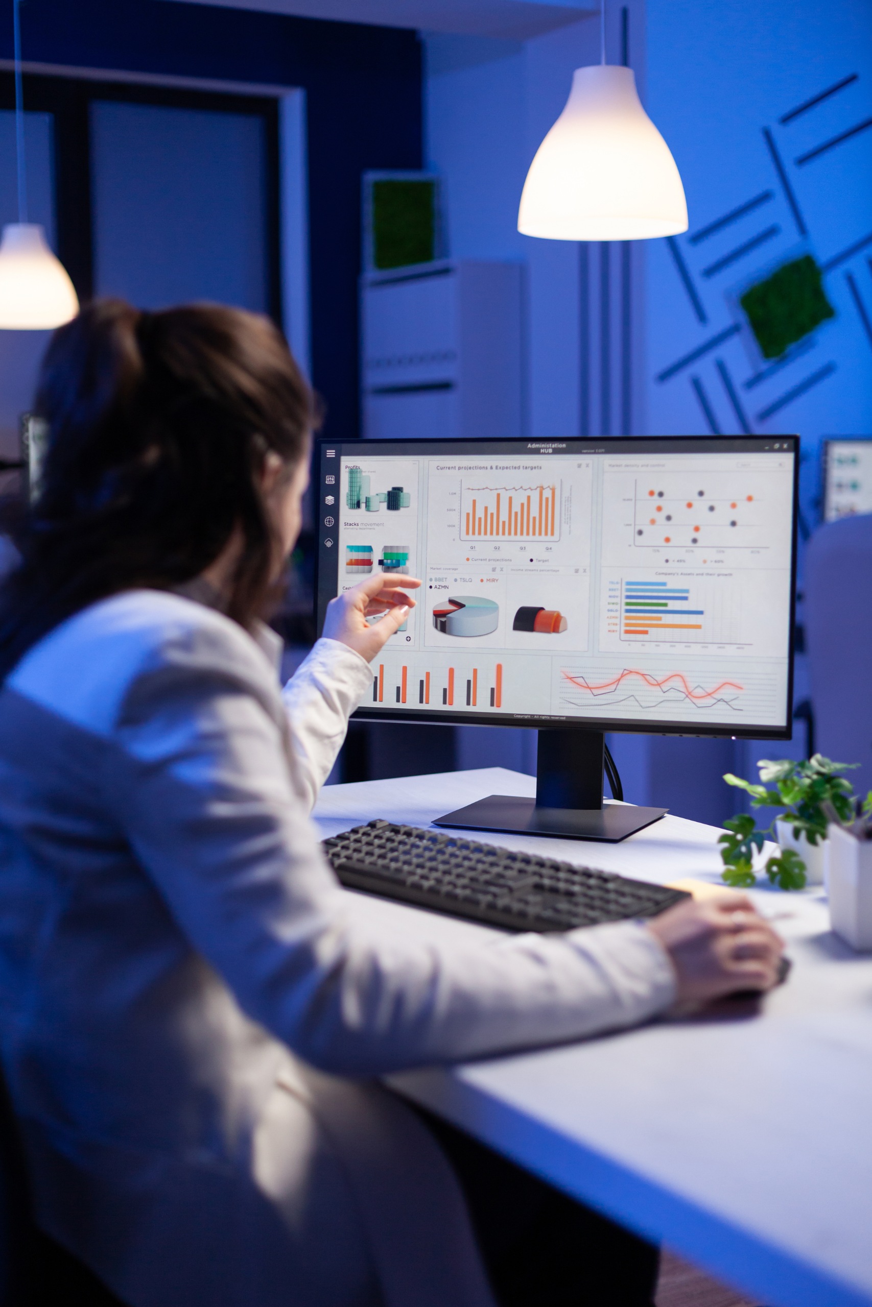 A woman looks at site audit data as part of our marketing consulting services.