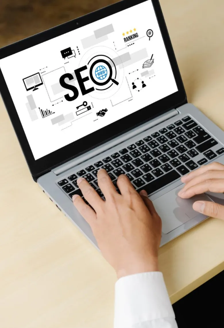 Professional working on SEO strategy.