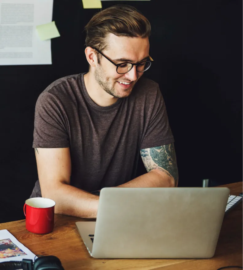 A man does research on services to improve the look, feel, and branding of his site.