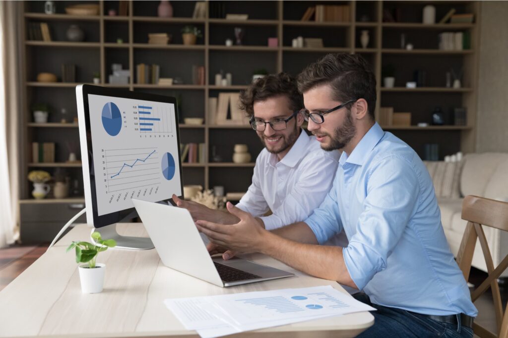 Colleagues planning marketing for health and wellness coaches.